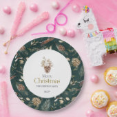 Elegant Winter Paper Plates with Pinecones ペーパープレート (パーティー)
