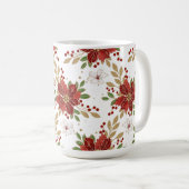 Elegant Winter Poinsettia Floral Pattern コーヒーマグカップ (正面右)
