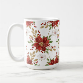 Elegant Winter Poinsettia Floral Pattern コーヒーマグカップ