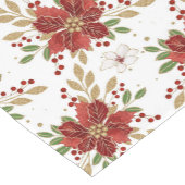 Elegant Winter Poinsettia Floral Pattern ショートテーブルランナー (コーナー)