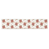 Elegant Winter Poinsettia Floral Pattern ショートテーブルランナー (横)