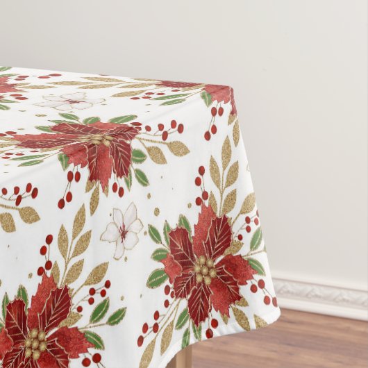 Elegant Winter Poinsettia Floral Pattern テーブルクロス (インサイチュ)