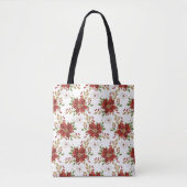 Elegant Winter Poinsettia Floral Pattern トートバッグ (正面)