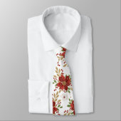 Elegant Winter Poinsettia Floral Pattern ネクタイ (タイ)