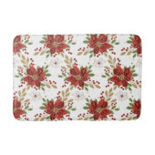 Elegant Winter Poinsettia Floral Pattern バスマット (正面)