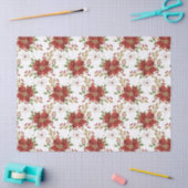 Elegant Winter Poinsettia Floral Pattern 薄葉紙 (クラフト)