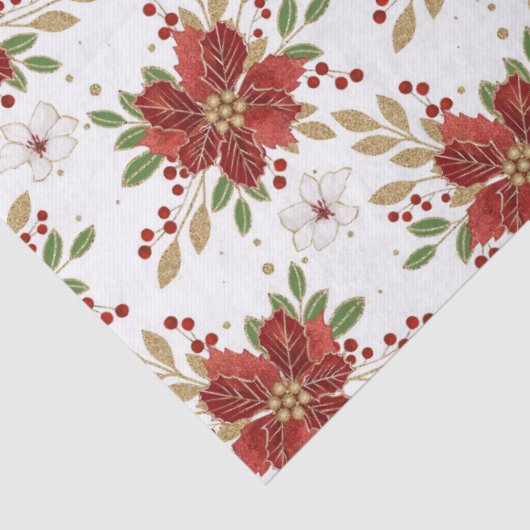 Elegant Winter Poinsettia Floral Pattern 薄葉紙 (詳細)