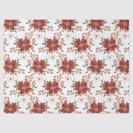 Elegant Winter Poinsettia Floral Pattern 薄葉紙 (正面)