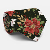 Elegant Winter Poinsettia on Dark Background ネクタイ (ロール)