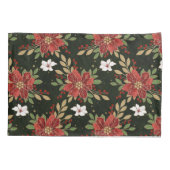 Elegant Winter Poinsettia on Dark Background 枕カバー (裏面)