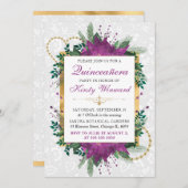 Elegant Winter Purple Poinsettia Quinceanera 招待状 (正面/裏面)