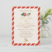 Elegant Winter Red and Gold Christmas Wedding 招待状 (スタンド正面)