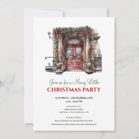 Elegant Winter scene Christmas party invitation 招待状 (正面)