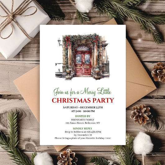 Elegant Winter scene Christmas party invitation 招待状
