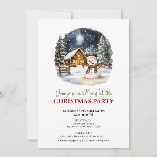 Elegant Winter Scene Christmas Party Invitation 招待状 (正面)