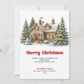 Elegant winter scene sweet Christmas house card シーズンカード (正面)