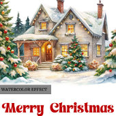 Elegant winter scene sweet Christmas house card シーズンカード