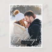 Elegant Winter Script Happy Holidays Photo Modern シーズンポストカード (正面)