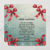 Elegant Winter Snowflake Frame with Red Bows シーズンカード (正面/裏面)