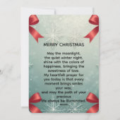 Elegant Winter Snowflake Frame with Red Bows シーズンカード (裏面)