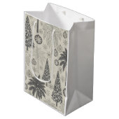 Elegant Winter Snowflake Monochromatic Christmas ミディアムペーパーバッグ (正面アングル)