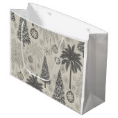 Elegant Winter Snowflake Monochromatic Christmas ラージペーパーバッグ (正面アングル)