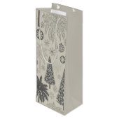 Elegant Winter Snowflake Monochromatic Christmas ワインギフトバッグ (裏面アングル)