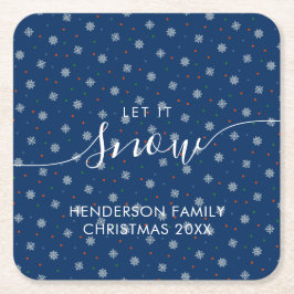Elegant winter snowflakes custom スクエアペーパーコースター