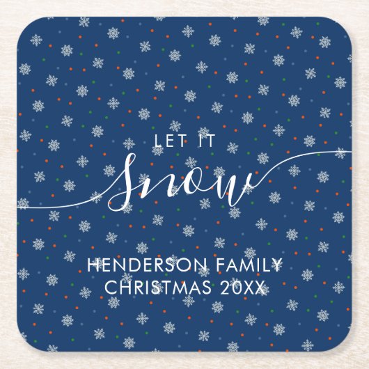 Elegant winter snowflakes custom スクエアペーパーコースター (正面)