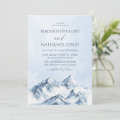Elegant Winter Snowy Mountain Landscape Wedding 招待状 (スタンド正面)