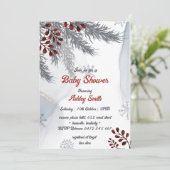 elegant winter watercolor baby shower  招待状 (スタンド正面)