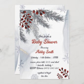 elegant winter watercolor baby shower  招待状 (正面/裏面)