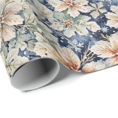 Elegant Winter Watercolor Cream Poinsettia & Snow ラッピングペーパー (ロールコーナー)