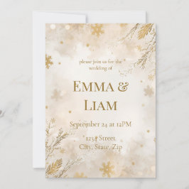 Elegant Winter Wedding Invitation | Ivory & Gold 招待状