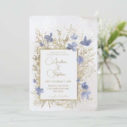 Elegant Wintry Foliage Winter Wedding 招待状 (スタンド正面)