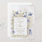 Elegant Wintry Foliage Winter Wedding 招待状 (正面/裏面)