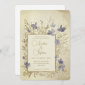 Elegant Wintry Foliage Winter Wedding 招待状 (正面/裏面)