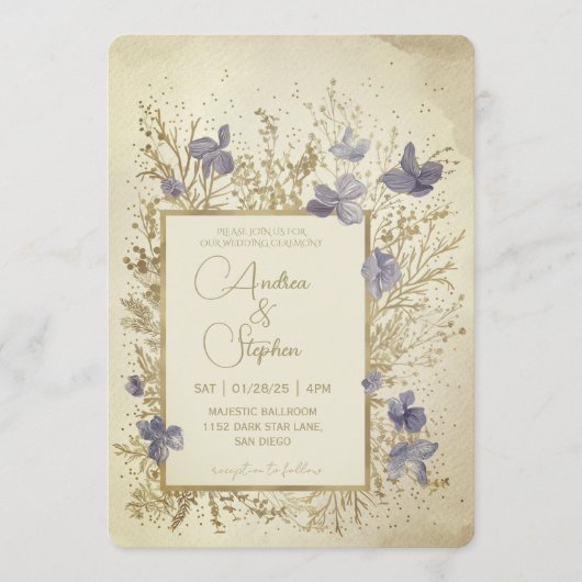 Elegant Wintry Foliage Winter Wedding 招待状 (正面)