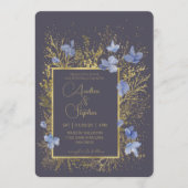 Elegant Wintry Foliage Winter Wedding 招待状 (正面)