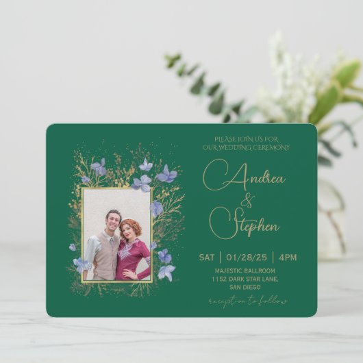 Elegant Wintry Foliage Winter Wedding 招待状 (スタンド正面)