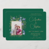 Elegant Wintry Foliage Winter Wedding 招待状 (正面/裏面)