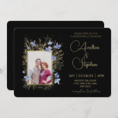 Elegant Wintry Foliage Winter Wedding 招待状 (正面/裏面)