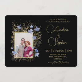 Elegant Wintry Foliage Winter Wedding 招待状