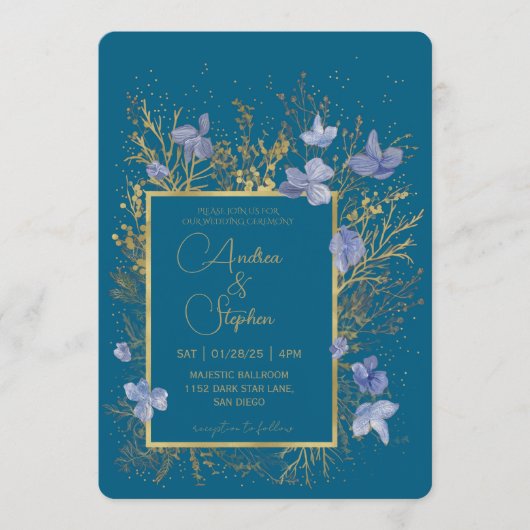 Elegant Wintry Foliage Winter Wedding 招待状 (正面)