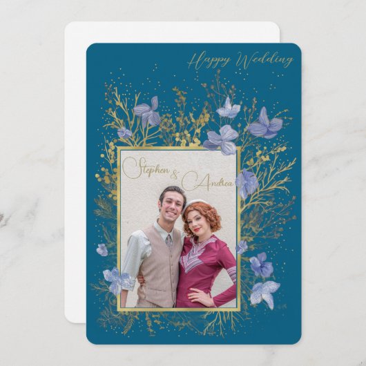 Elegant Wintry Foliage Winter Wedding 招待状 (正面/裏面)