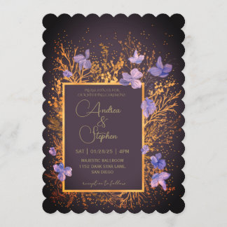 Elegant Wintry Foliage Winter Wedding 招待状