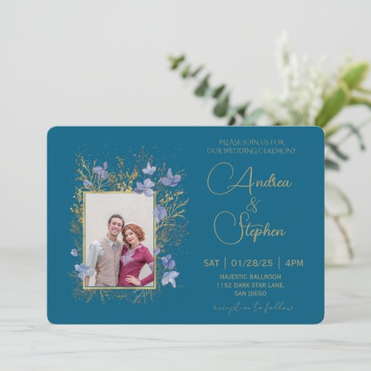 Elegant Wintry Foliage Winter Wedding 招待状 (スタンド正面)