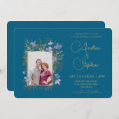 Elegant Wintry Foliage Winter Wedding 招待状 (正面/裏面)