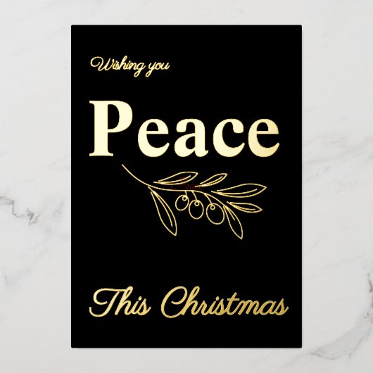 Elegant Wishing You Peace This Christmas Gold 箔シーズンカード (正面)