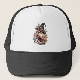 Elegant Witch Hat with Floral Pumpkins キャップ